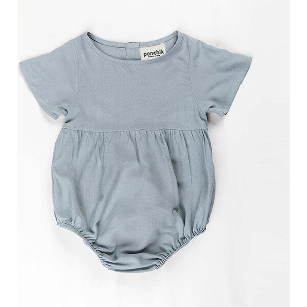 Ponchik Babies + Kids - Linen Romper - Capri Blue - Size 2y Only