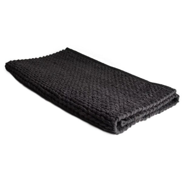 Gainsborough Hampton Cotton Cable Knit Bath Mat- Charcoal