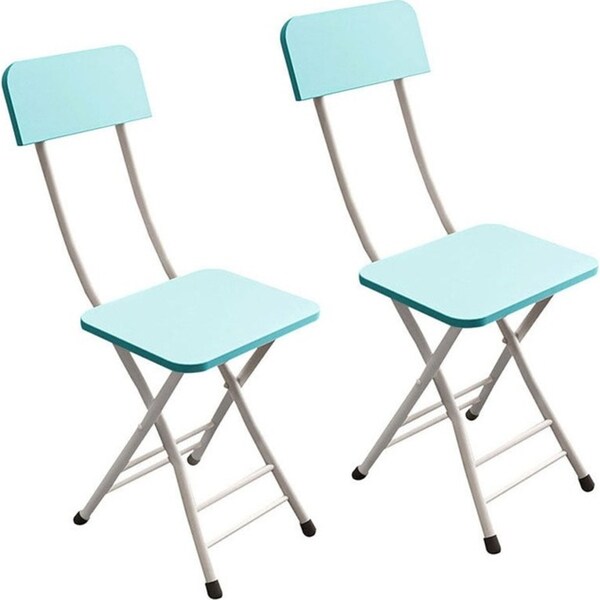 SOGA Blue Foldable Chair Space Saving Lightweight Portable Stylish Seat Home Decor Set of 2