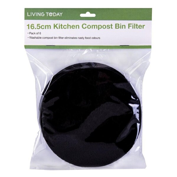 Living Today 6PC Kitchen Activated Carbon Compost Bin Filter 16.5cm