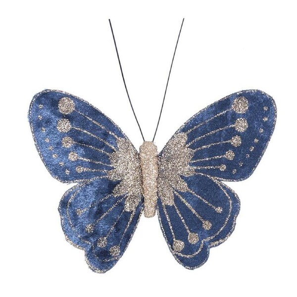 Butterfly Clip BLUE Velour 110mm