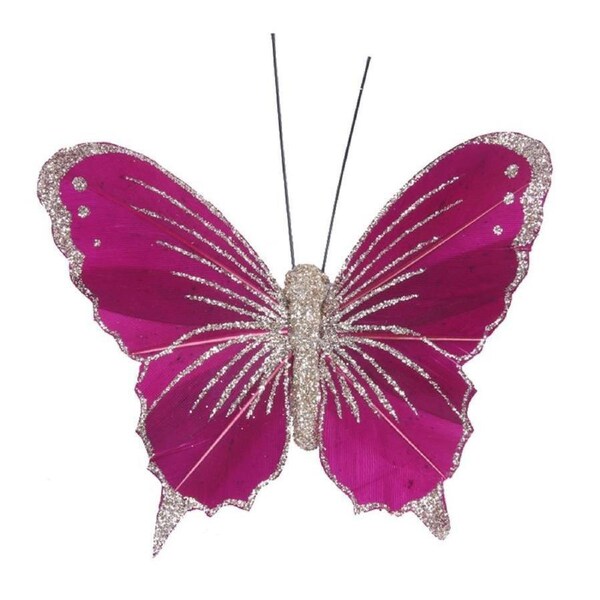 Butterfly Clip Hot Pink With Glitter 100mm
