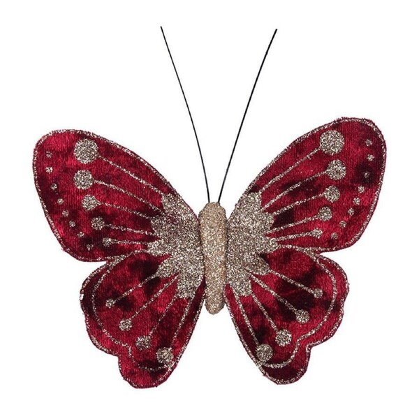 Butterfly Clip RED Velour 110mm