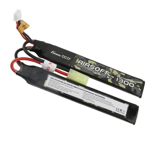 Gens Ace Airsoft 1300mAh 7.4V 2S 25C Soft Case LiPo Battery w/Tamiya Connector