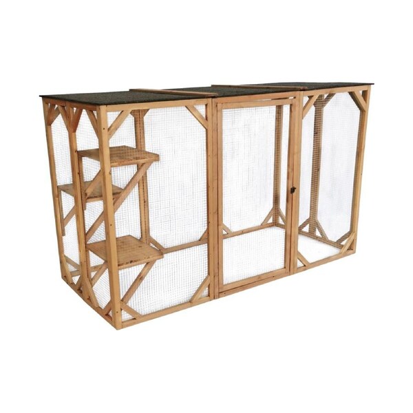 180cm Large Cat Enclosure Wooden Outdoor Cage with 3 Platforms