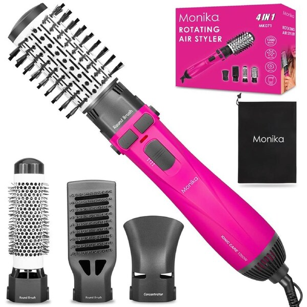 Monika 4 in 1 1200W Hair Styler Auto Curler Hot Air Brush w/ Ionic Care Tech Straightening Curling Blow Drying
