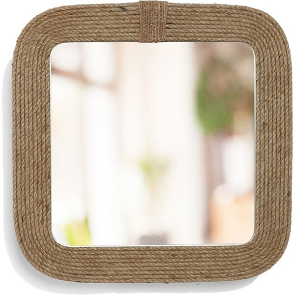Rayell 37cm Jute Wall Hanging Mirror Gris Vanity Home Decorative Display Natural