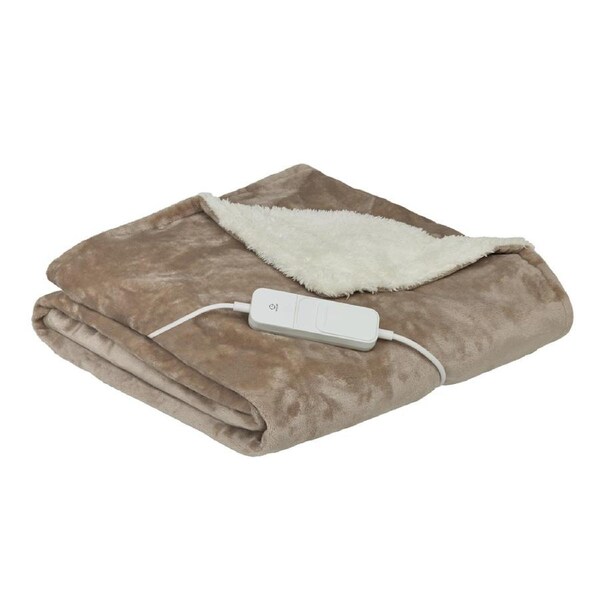 Homedics Indoor Soft Heated Blanket Winter Warming Throw Rug Cream 130x180cm