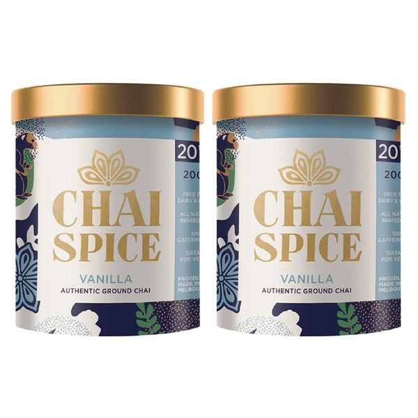 2 x Chai Spice Chai Vanilla Spiced Smooth Pure Tea Hot Drink Blend Ground Tub