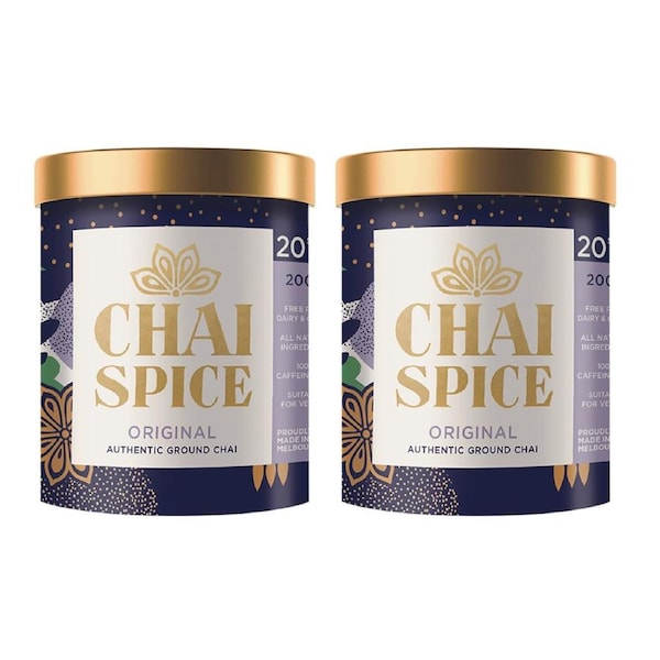 2 x Chai Spice Original Flavour Caffine Free Hot Drink Blend Tea Ground Tub
