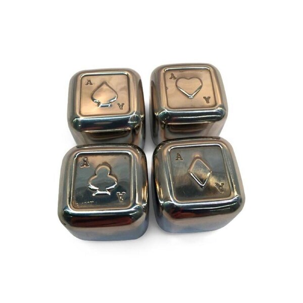 4pc Men's Republic Cooling Playing Card Reusable Suits Ice Cubes Stainless Steel