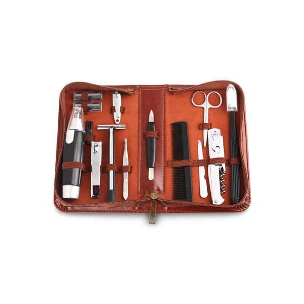 12pc Men's Republic Grooming Zipper Bag Trimmer/Shaver/Comb Portable Kit 12.5cm