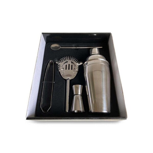 5pc Men's Republic Cocktail Shaker/Mixer/Strainer and Bar Gift Set 550ml
