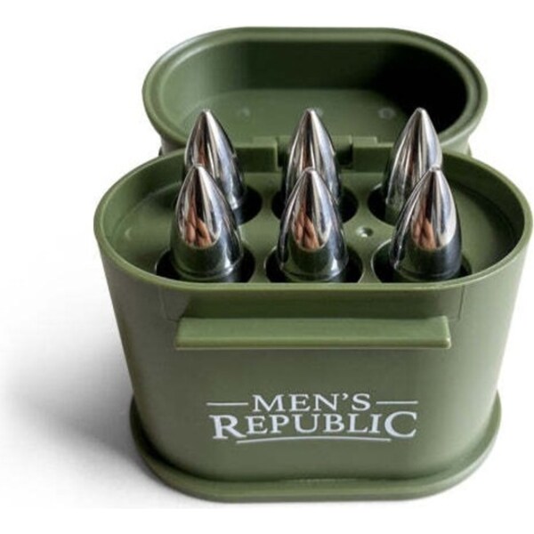 6pc Men's Republic Alcohol/Whiskey Reusable Ice Stones Bullet Shaped Set