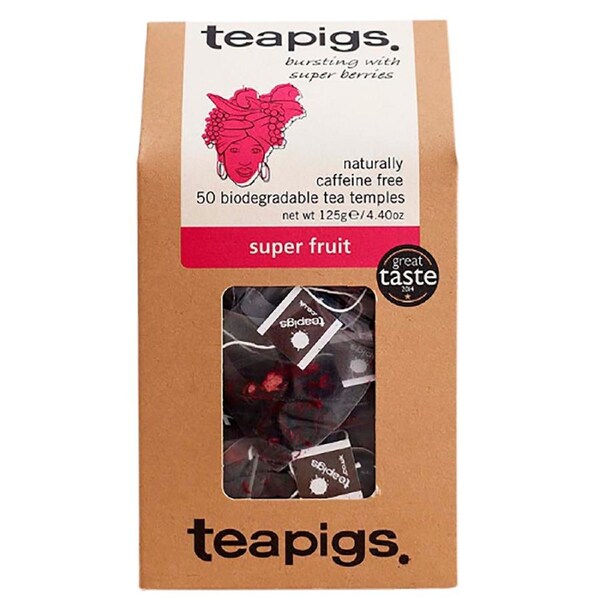 50pc Teapigs Superfruit Berry Caffine Free Tea Temples/Tea Bags Hot Drink blend