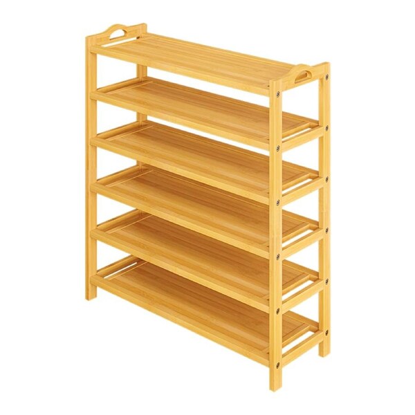 6 Layers Natural Wood Bamboo Shelf Entryway Storage Shoe Rack Home Furniture