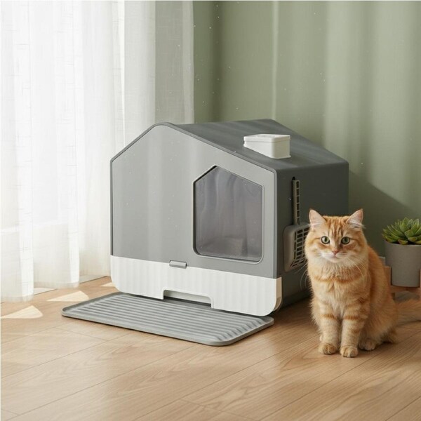 Pawz Fully Enclosed Cat Litter Box Mat Kitty Toilet Trapping Odour Control Basin