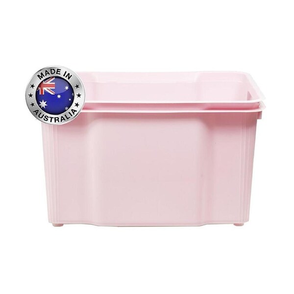 6x 32L Plastic Storage Box Organiser Container Holder Bin Tray Basket Light Pink