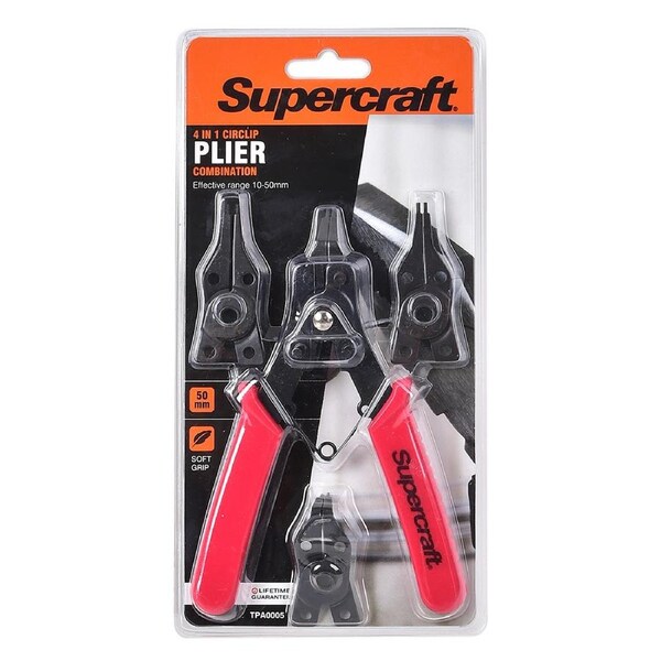 Supercraft 4 in 1 Plier Circlip Combination 10-50mm Home/Garage Tool Set