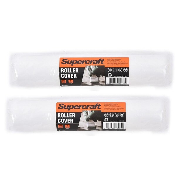 2x Supercraft All Paint DIY Broad Paint Brush Wall Roller Cover 270mm 6mm NAP