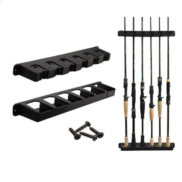 Rack Fishing Pole Holder 6-Rod Tackle Wall Fishing Rod Storage Fixed Stand