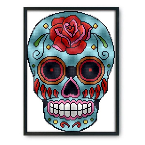 Skull Stamped Cross Stitch 14CT Print Canvas Embroidery Needlework