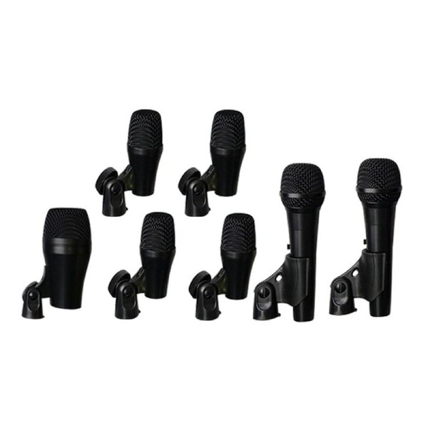 7 Piece Drum Microphone Kit Bass Snare Tom Overhead Mics