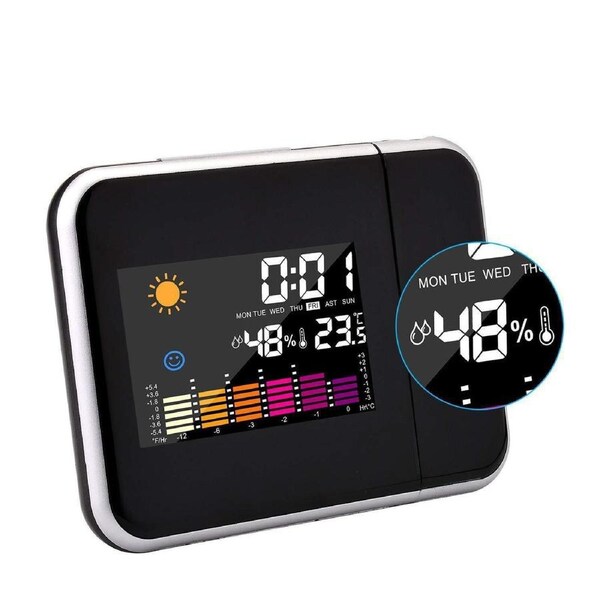 Smart Digital LED Projection Alarm Clock Temperature Time Projector LCD Display