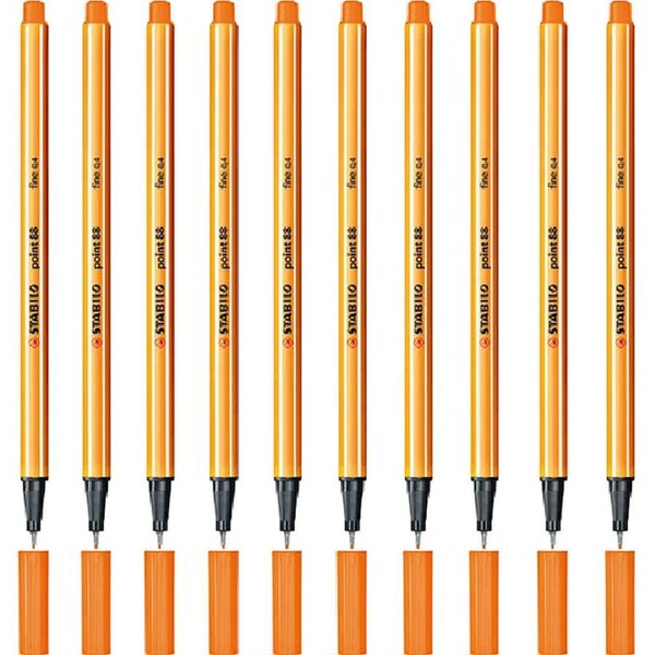 Stabilo 88 Point Fineliner Pen Fine Orange Box 10