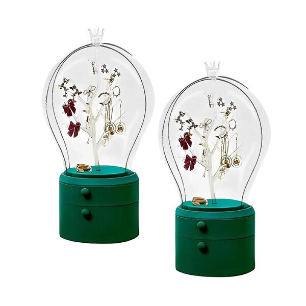 SOGA 2X Green 360 Degree 2 Layered Jewelry Storage Box Waterproof Dustproof Accessories Organiser