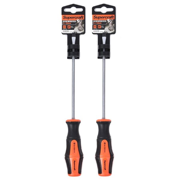 2x Supercraft CR-V Steel Precision Screwdriver Slotted/Flat Head 5x150mm DIY