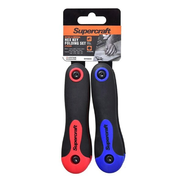 2pcs Supercraft Portable Folding Metric/Imperial Allen/Hex Key Home Tool Set