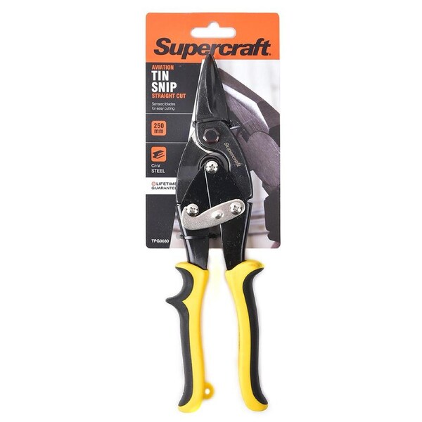 Supercraft Serated Blade Tin Snips Aviation Straight Cut Metal Cutter Scissors