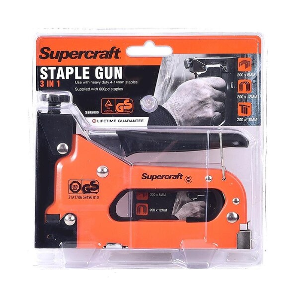 Supercraft General Purpose 3-In-1 Heavy Duty Staple Gun Home Improvement DIY