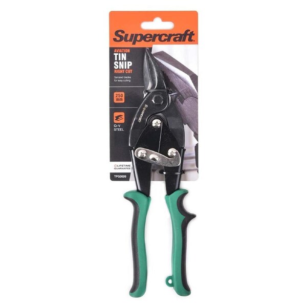 Supercraft Serated Blade Tin Snips Aviation Right Cut Metal Cutter Scissors