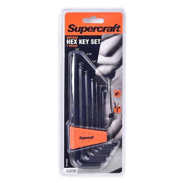 7pc Supercraft Allen/Hex Key Ball Imperial 3/8"-3/32" Sizes Chrome Home Tool Set