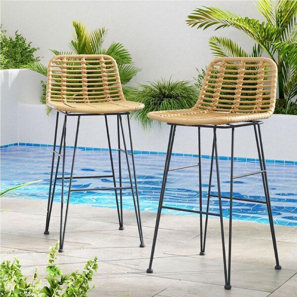 Gardeon 2 Piece Outdoor Bar Stools Wicker Dining Rattan Chair