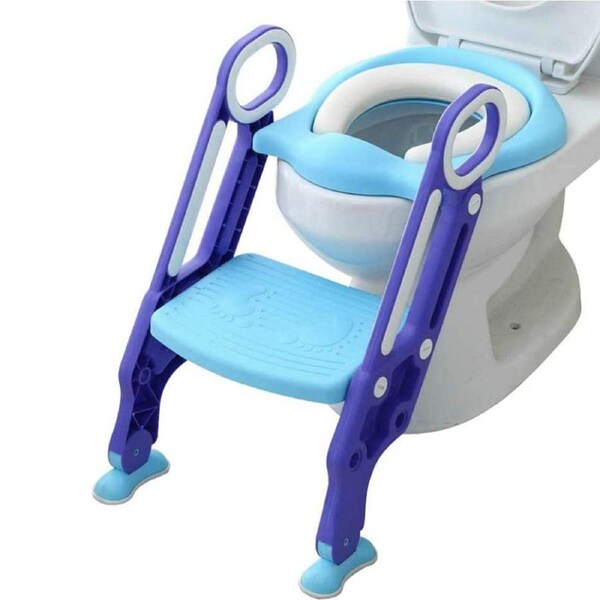 Baby Toddler Kids Potty Toilet Training Seat with Step Stool - Adjustable Footrest
