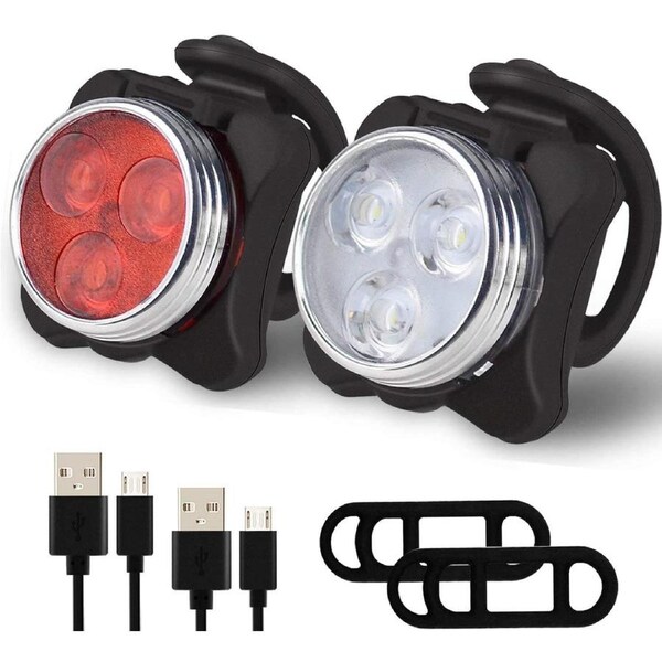 Bike Lights Front and Back Rechargeable Set, LED, Easy to Mount, 4 Light Modes