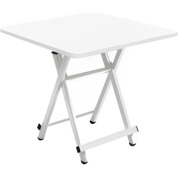 SOGA White Dining Table Portable Square Surface Space Saving Folding Desk with Lacquered Legs Home Decor