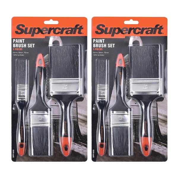 6pc Supercraft House Paint Brush Set Polyester Home Improvement 25/50/75mm