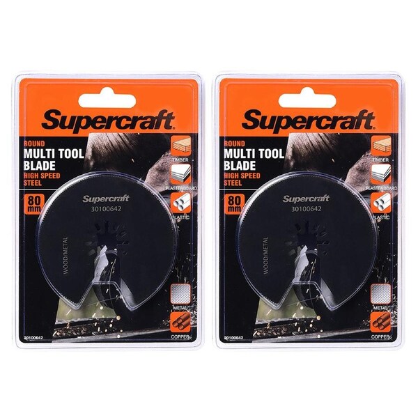 2x Supercraft Ocillating Saw Multi Tool Circular Blade Bi Metal Cutting Set 80mm