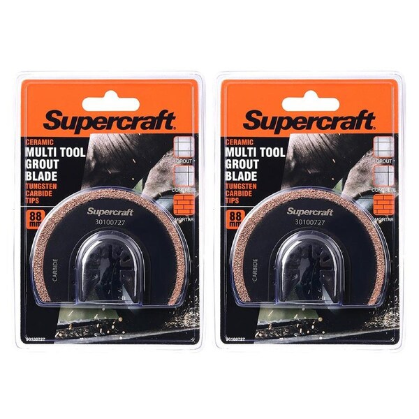 2x Supercraft Ocillating Saw Multi Tool Grout/Ceramic Blade Cutting Set 88mm