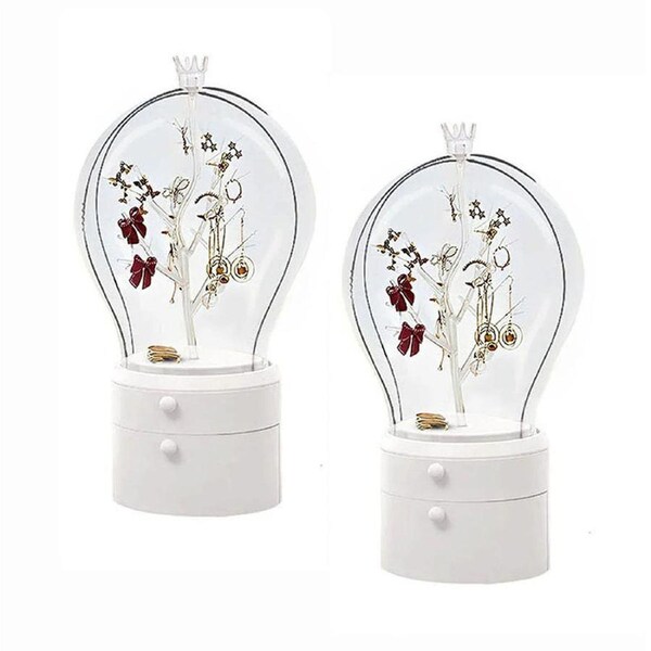 SOGA 2X White 360 2 Layered Jewelry Storage Box Waterproof Dustproof Accessories Organiser