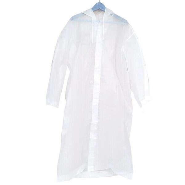 EVA Transparent Poncho Hooded Raincoat With Drawstrings Long-Sleeved