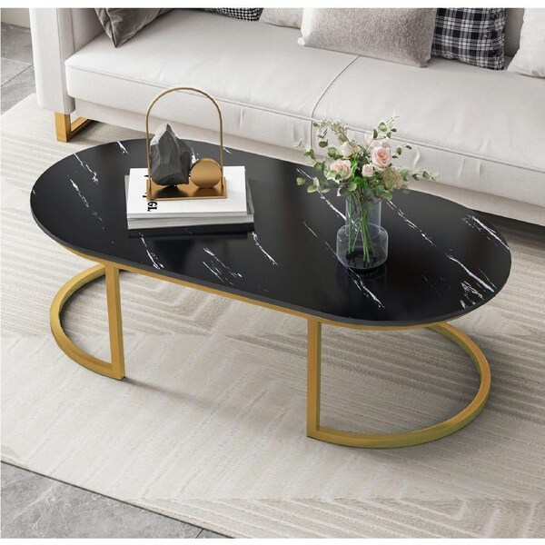 Black Modern Designer Table with Marble Top