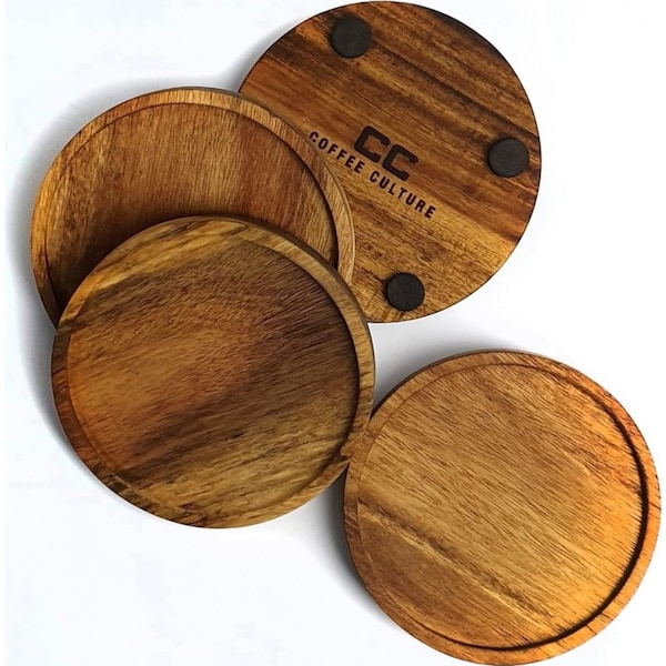 Classica Acacia Set 4 Wooden Coasters