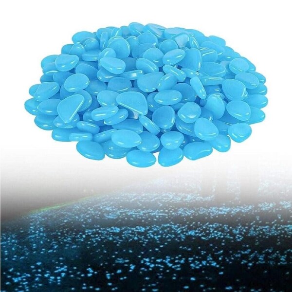 100 Blue Pebbles Stone Glow in the Dark Rock Fish Tank Stones Garden Road Deck (100 stones)