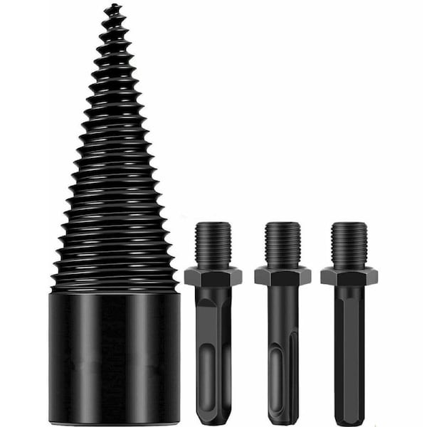Firewood Drill Bit Wood Cone Hex Shank Wood Log Splitter Screw Splitting - 4pcs