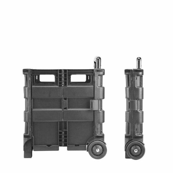 Foldable Shopping Basket Portable Folding with Wheels Grocery Cart Trolley Crate